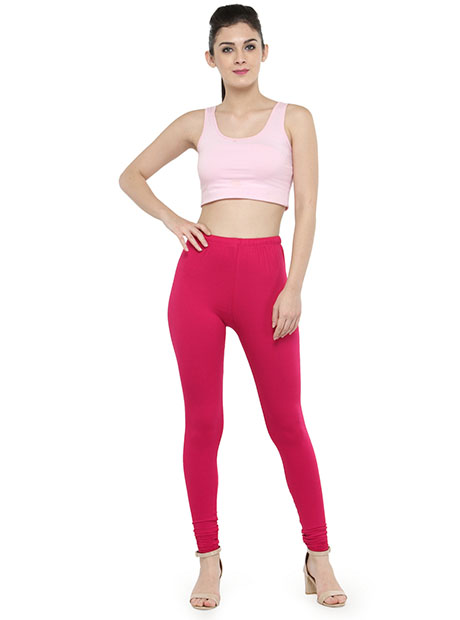 Fuschia Color 4 Way Cotton Lycra Churidar Leggings