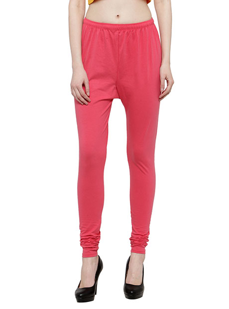 Dark-Pink Color 4 Way Cotton Lycra Churidar Leggings
