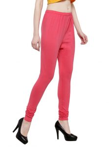Dark-Pink Color 4 Way Cotton Lycra Churidar Leggings