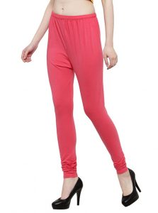 Dark-Pink Color 4 Way Cotton Lycra Churidar Leggings