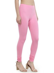 Light-Pink Color 4 Way Cotton Lycra Churidar Leggings