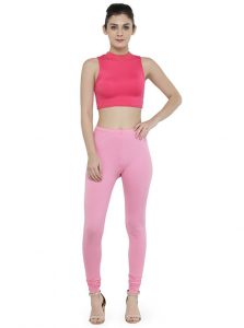 Light-Pink Color 4 Way Cotton Lycra Churidar Leggings