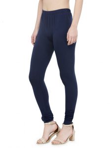 Dark-Blue Color 4 Way Cotton Lycra Churidar Leggings