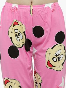 Pink Color Women Pink Black Printed Nightwear Pajama Loungewear Set