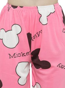 Pink Color Women Black Pink Printed Nightwear Pajama Loungewear Set