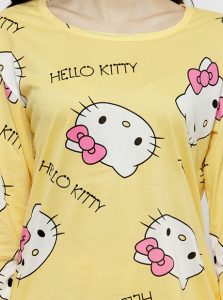 Yellow Color Women Printed Nightwear Pajama Loungewear Set