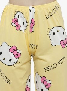 Yellow Color Women Printed Nightwear Pajama Loungewear Set