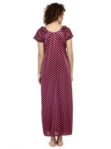 Peach Color Women'S Polka Dot Long Nighty