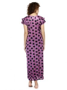 Purple Color Women Printed Maxi Nightdress 
