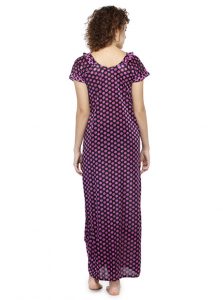 Purple Color Women'S Polka Purple Dot Long Nighty