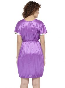 Purple Color Women'S Midi Nighty With Robe