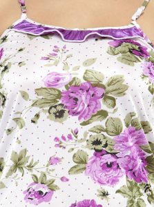 Purple Color Women Shorts Set Nightwear with Floral Print