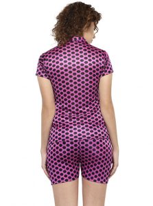 Purple Color Women Sleep Shirt with Shorts with Polka Dot Print