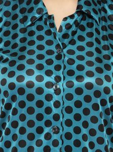 Green Color Women Sleep Shirt with Shorts with Polka Dot Print
