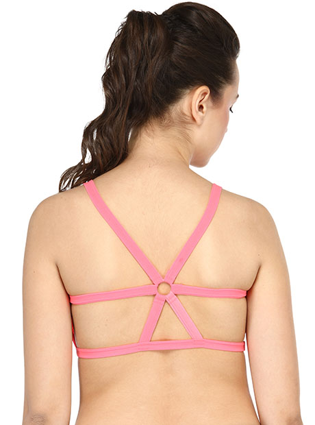 Pink Color Celebrity Style Fashion Women's Sports Bra - Zakarto