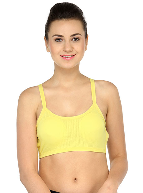 Yellow Color Celebrity Style Fashion Women's Sports Bra