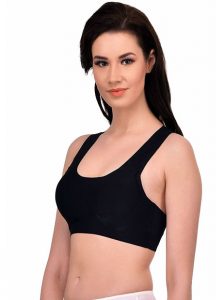 Black Color Cross Back Heart Shaped Crop Top Bra