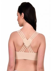 Nude Color Cross Back Heart Shaped Crop Top Bra