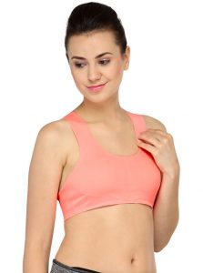 Peach Color Cross Back Heart Shaped Crop Top Bra