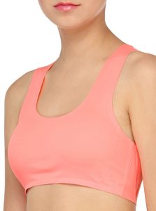 Peach Color Cross Back Heart Shaped Crop Top Bra