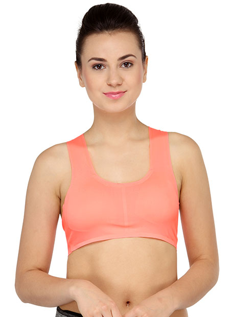 Peach Color Cross Back Heart Shaped Crop Top Bra