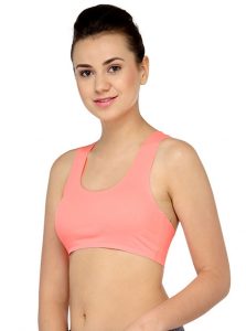 Peach Color Cross Back Heart Shaped Crop Top Bra