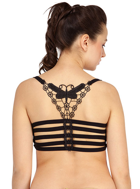 Black Color Butterfly 5 Strep Bralette