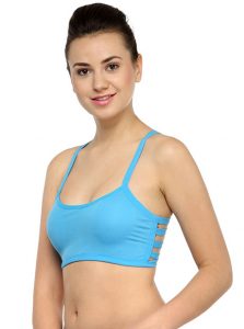 Blue Color Floral Lace Back Padded Bra