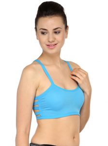Blue Color Floral Lace Back Padded Bra