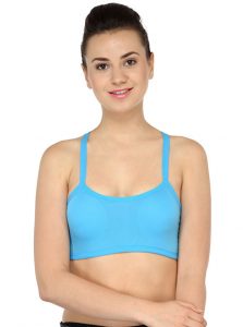 Blue Color Floral Lace Back Padded Bra