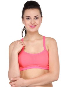 Pink Color Floral Lace Back Padded Bra
