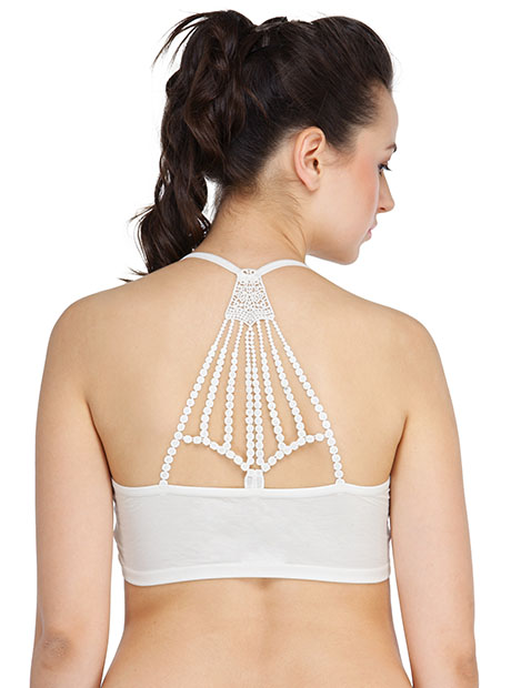 White Color Pyramid Style Padded Lace Bralette