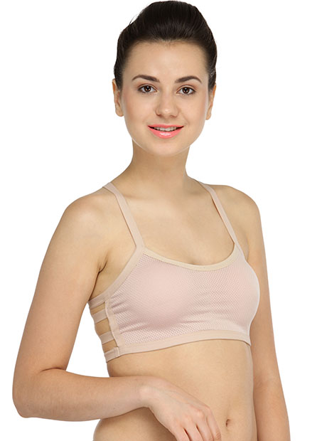 Nude Color Thin Butterfly Seamless Padded Crop Top Bra