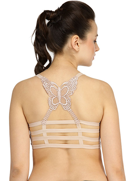 Nude Color Thin Butterfly Seamless Padded Crop Top Bra