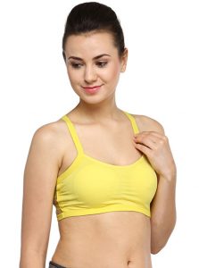 Yellow Color Thin Butterfly Seamless Padded Crop Top Bra