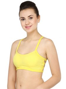 Yellow Color Thin Butterfly Seamless Padded Crop Top Bra - Zakarto
