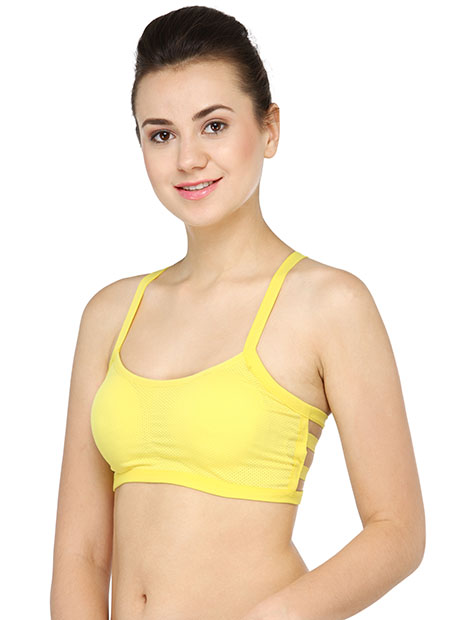 Yellow Color Thin Butterfly Seamless Padded Crop Top Bra