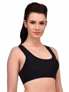 Black Color Cross Back Crop Top Bra