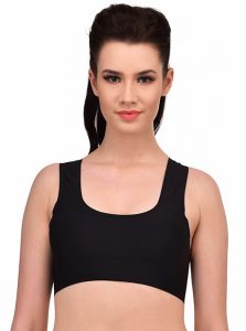 Black Color Cross Back Crop Top Bra