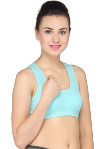 Blue Color Cross Back Crop Top Bra