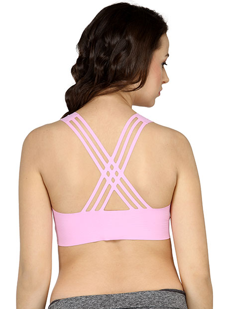 Purple Color Cross Back Crop Top Bra