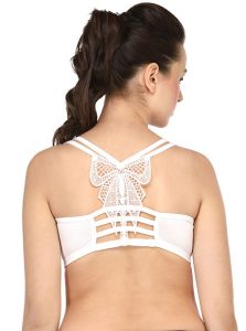 White Color Women Sexy Back Bow Lace Bralette Add Media