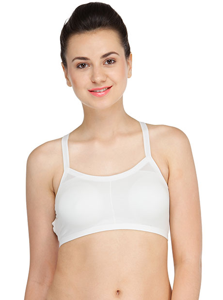 White Color Fence Cage Bralet Padded T-shirt Bra Cum Crop Top