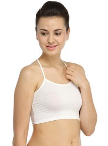 White Color Strapless Sheer Fancy Wired Bra Cum Crop Top