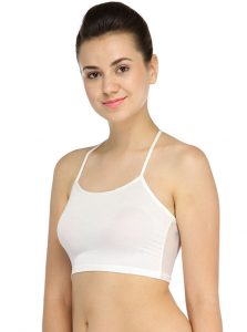 White Color Strapless Sheer Fancy Wired Bra Cum Crop Top