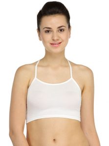 White Color Strapless Sheer Fancy Wired Bra Cum Crop Top