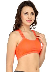 Orange Color Strappy Cross Back Bra