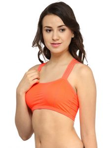 Orange Color Strappy Cross Back Bra