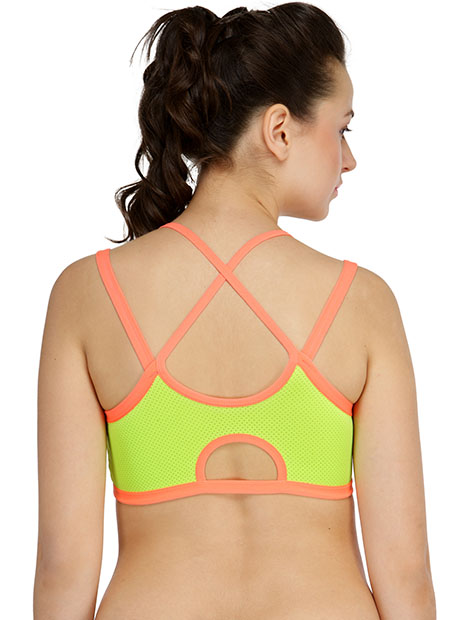 Yellow Color Sports Bra with Stylist Back Pattern