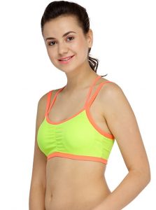 Yellow Color Sports Bra with Stylist Back Pattern